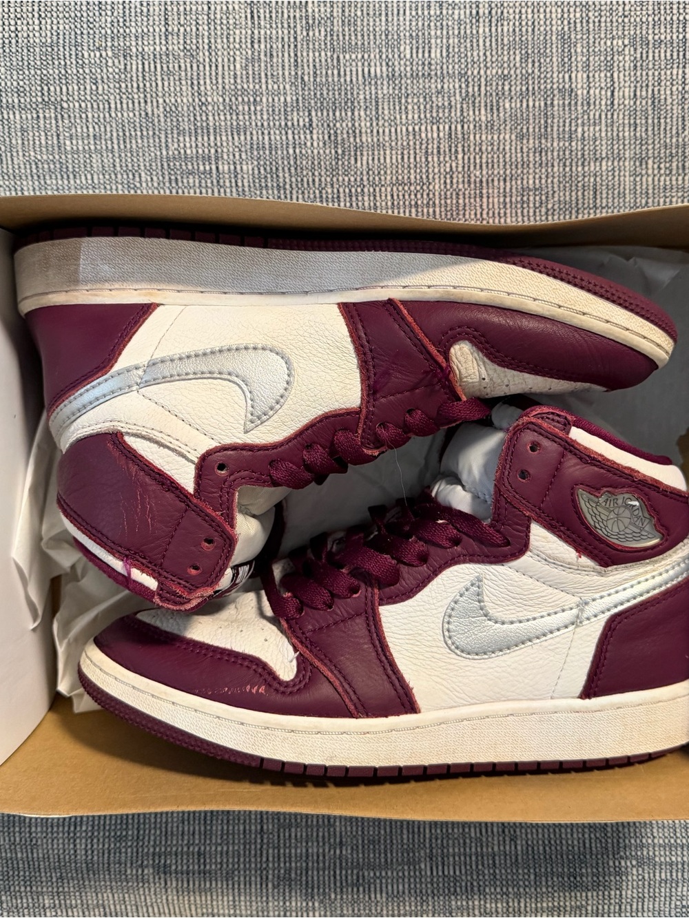 Nike Air Jordan 1 Mid Men’s Sneakers — White & Burgundy
